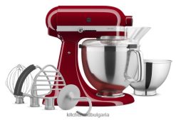 занаятчийска серия 5 квартов миксер с накланяща се глава с първокласен пакет аксесоари имперско червено 462TT3 уреди KitchenAid